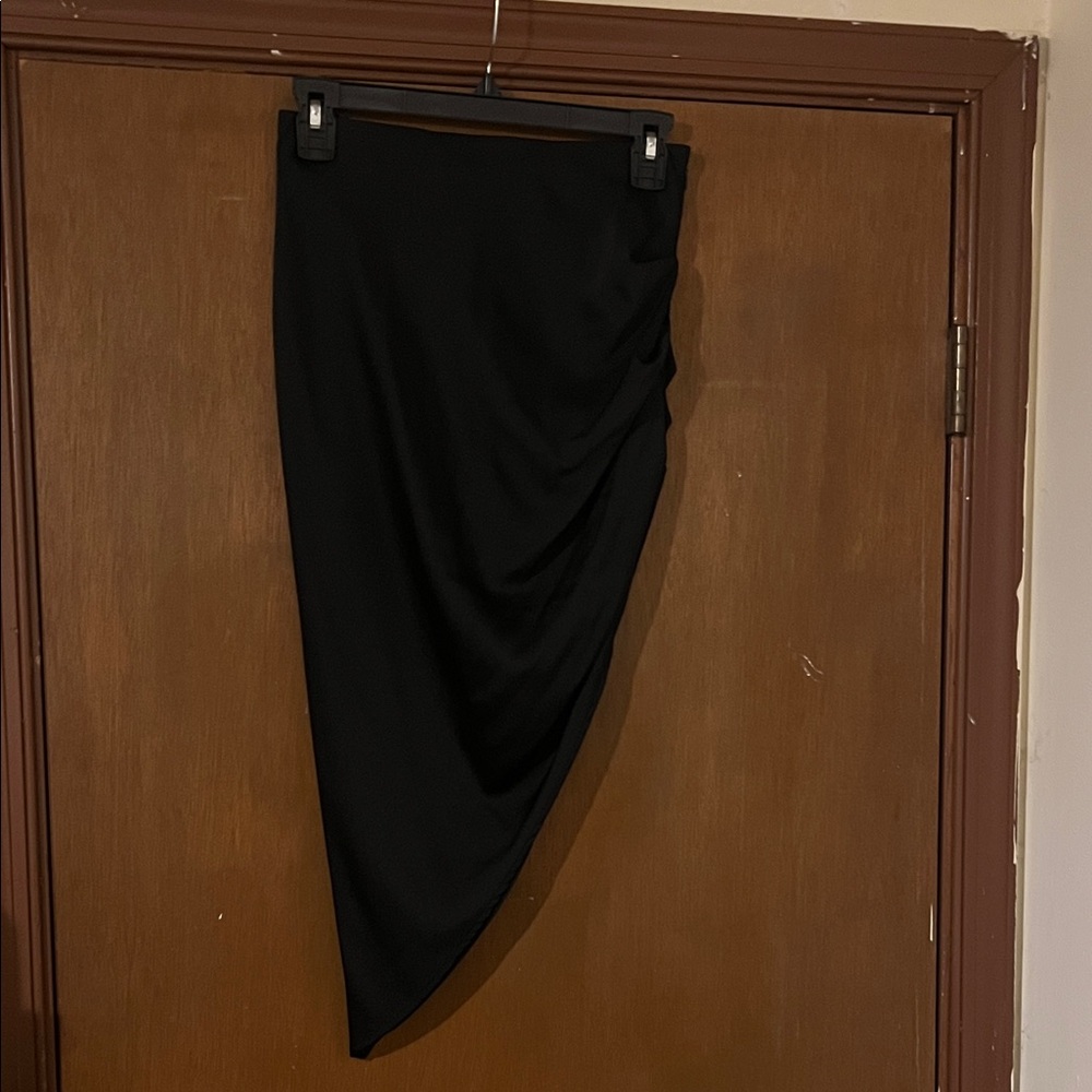 Gianni Bini Asymmetrical Black Satin Skirt
